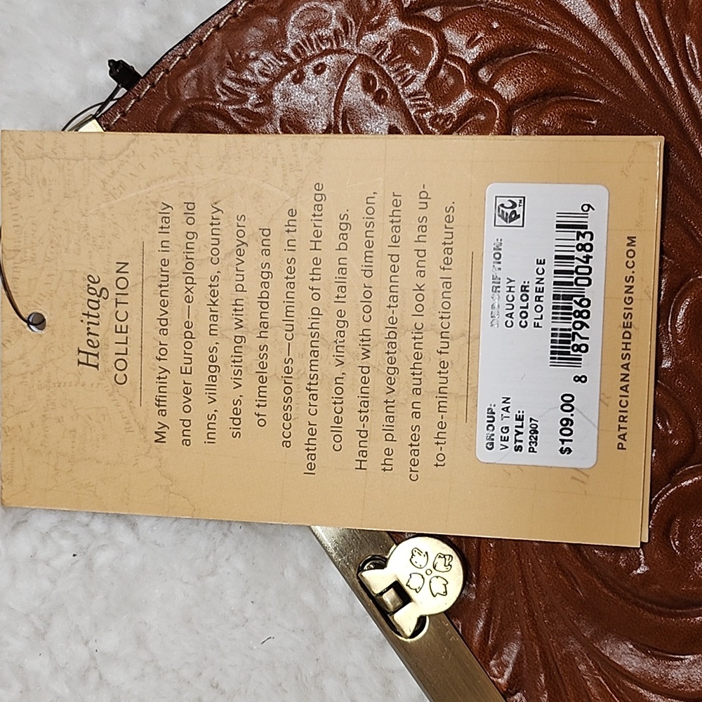 NWT Patricia Nash Cauchy Tooed Leather Frame Wallet Tan  Florence color pattern - Picture 7 of 16